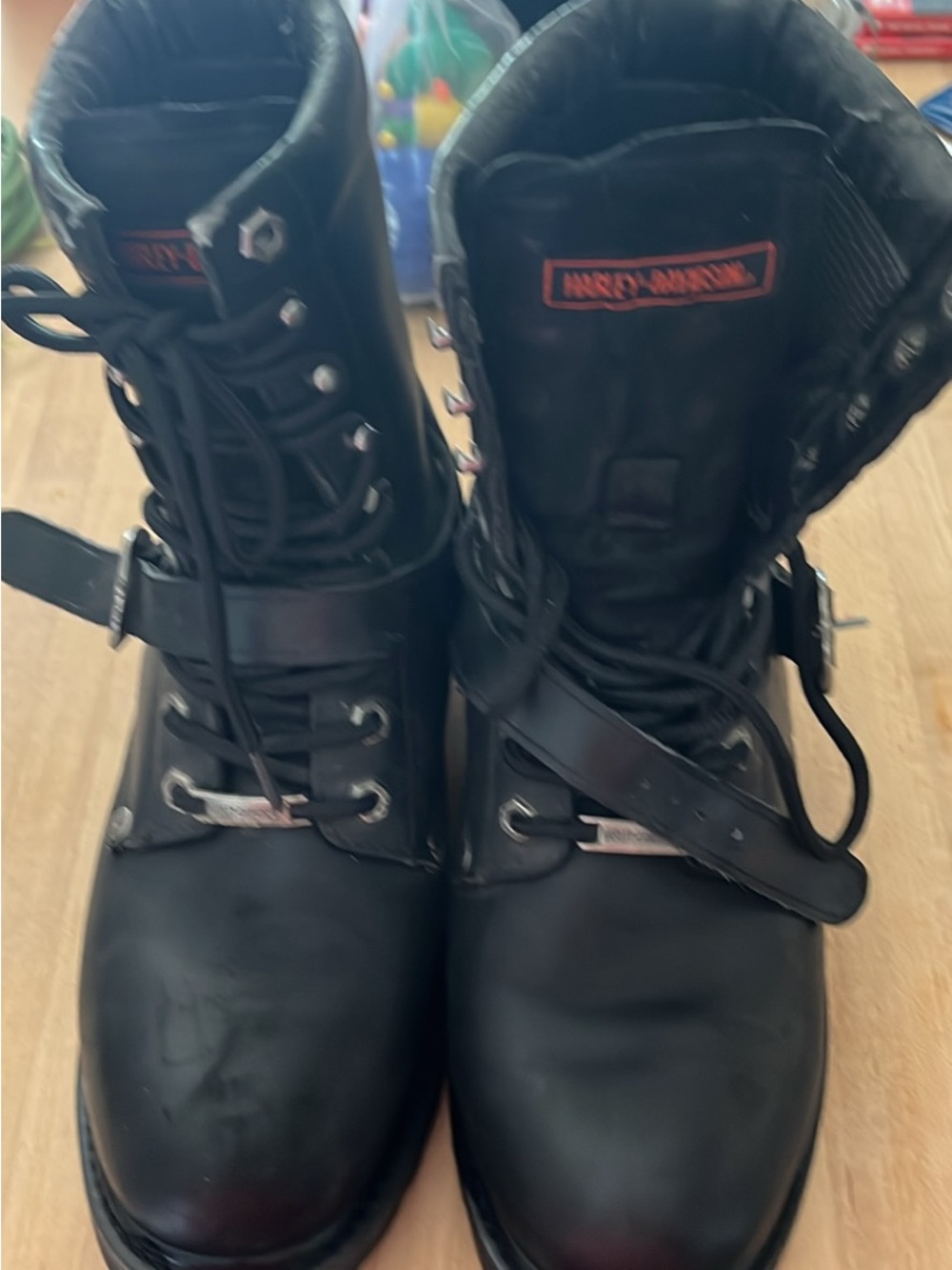 Harley-Davidson Black Leather Combat Moto Boots